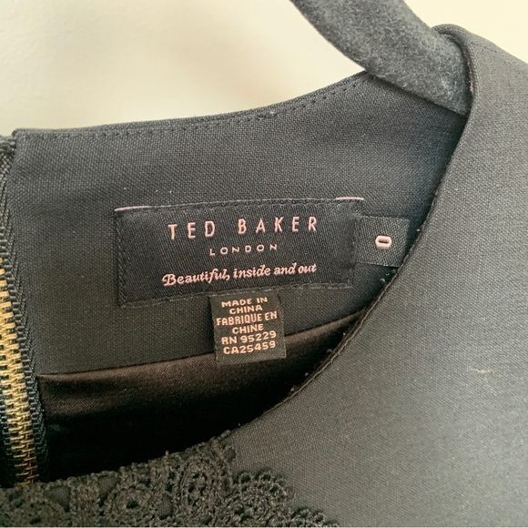Ted Baker Black Cap Sleeve Wool blend Dress Size 0 - Picture 5 of 11